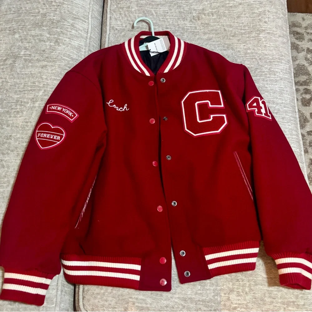 Coach Red Varsity Jacket - Picture 2 of 3